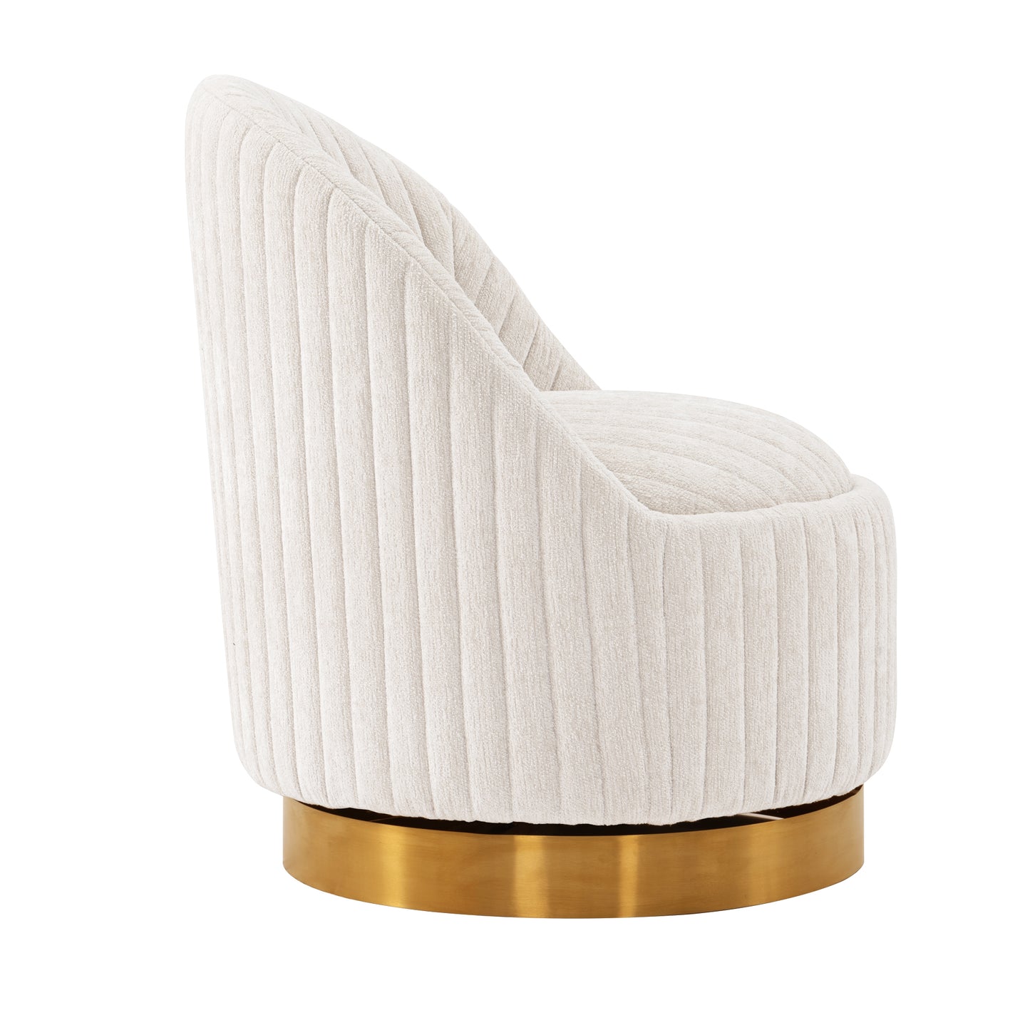 Manhattan Comfort Modern Leela Swivel Chenille Accent Chair in Cream- Set of 2 2-AC058-CR