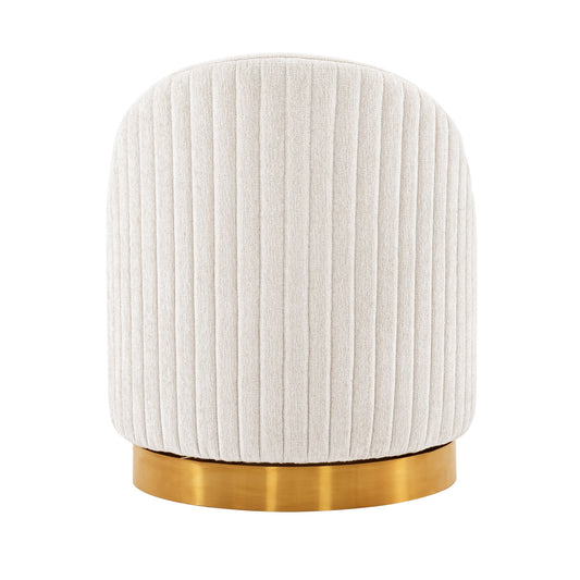 Manhattan Comfort Modern Leela Swivel Chenille Accent Chair in Cream- Set of 2 2-AC058-CR