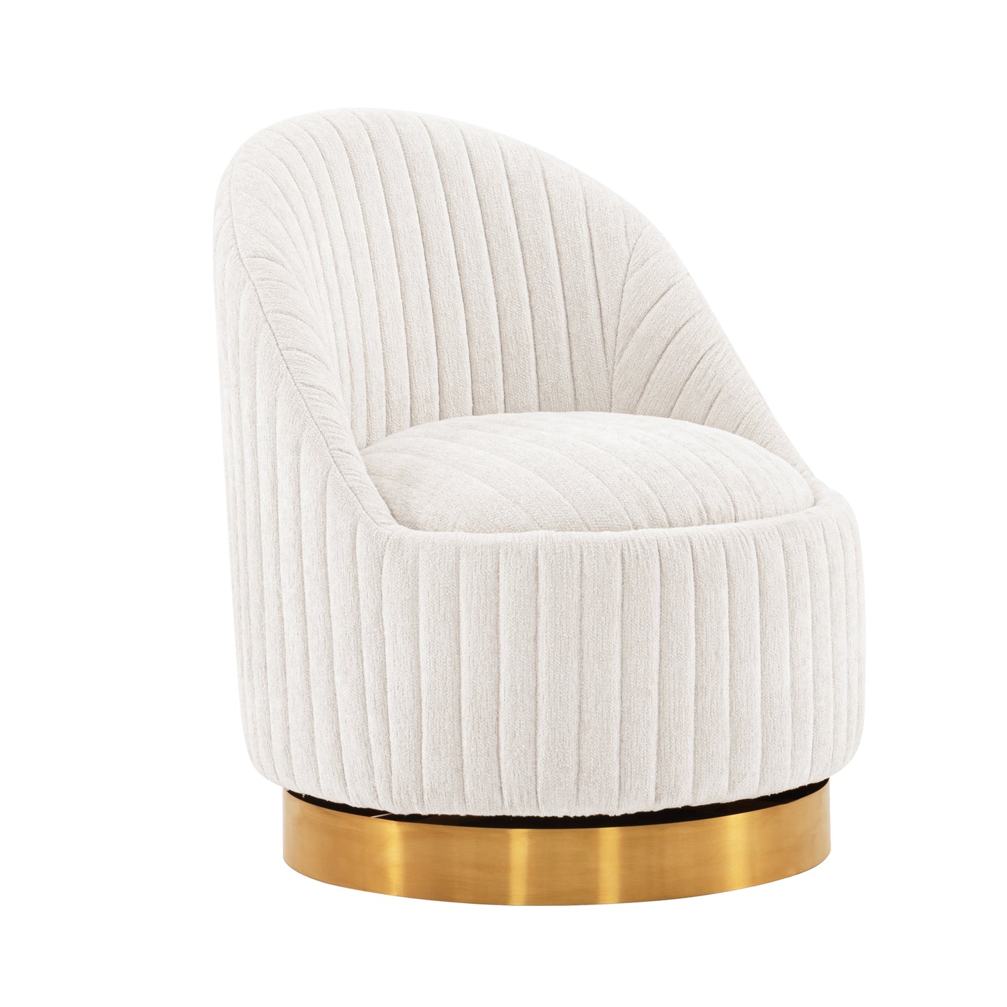 Manhattan Comfort Modern Leela Swivel Chenille Accent Chair in Cream- Set of 2 2-AC058-CR