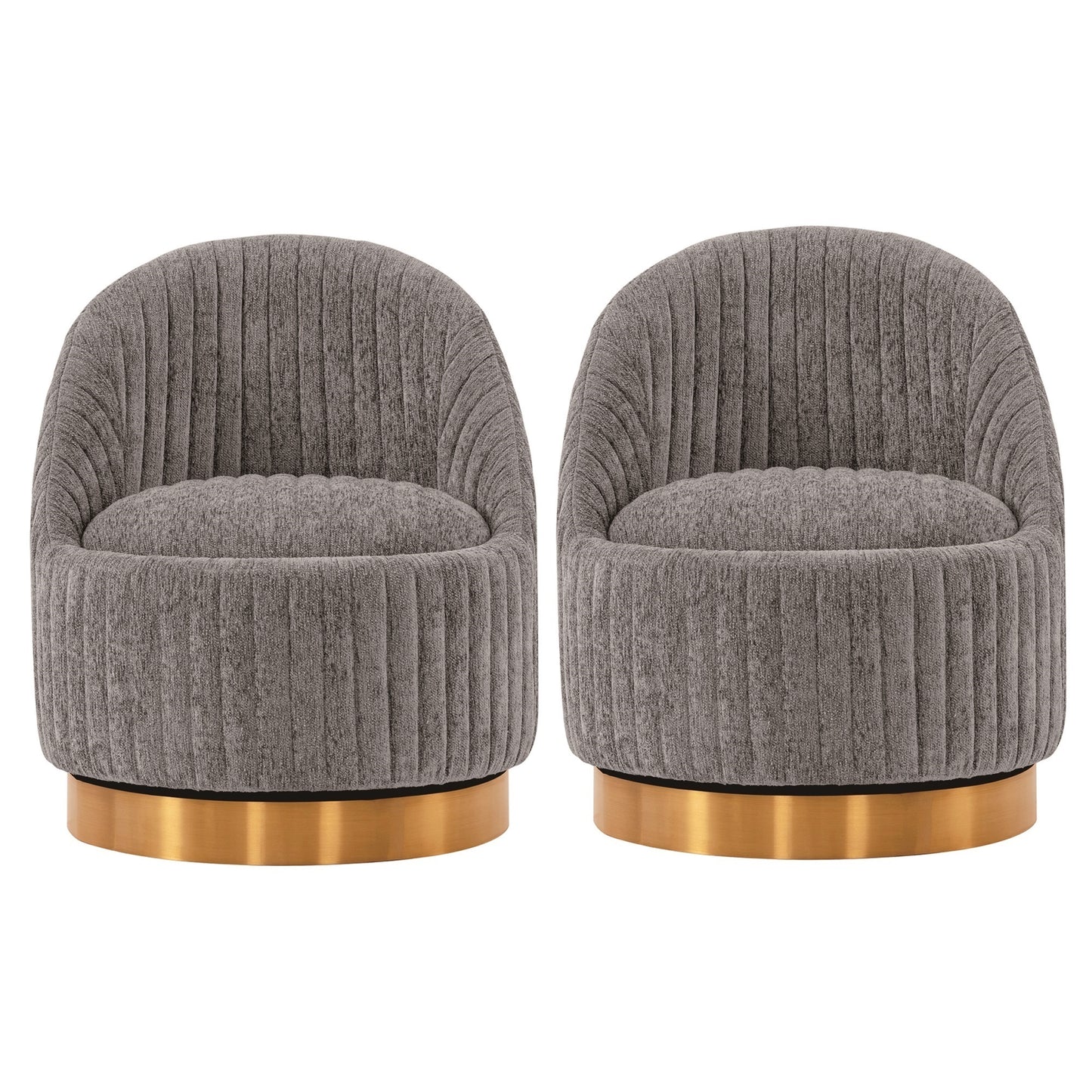 Manhattan Comfort Modern Leela Swivel Chenille Accent Chair in Grey - Set of 2 2-AC058-GY