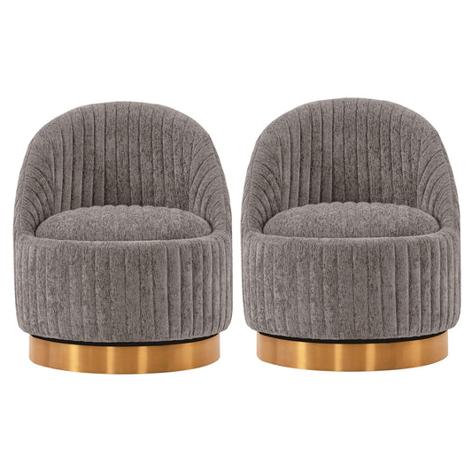 Manhattan Comfort Modern Leela Swivel Chenille Accent Chair in Grey - Set of 2 2-AC058-GY