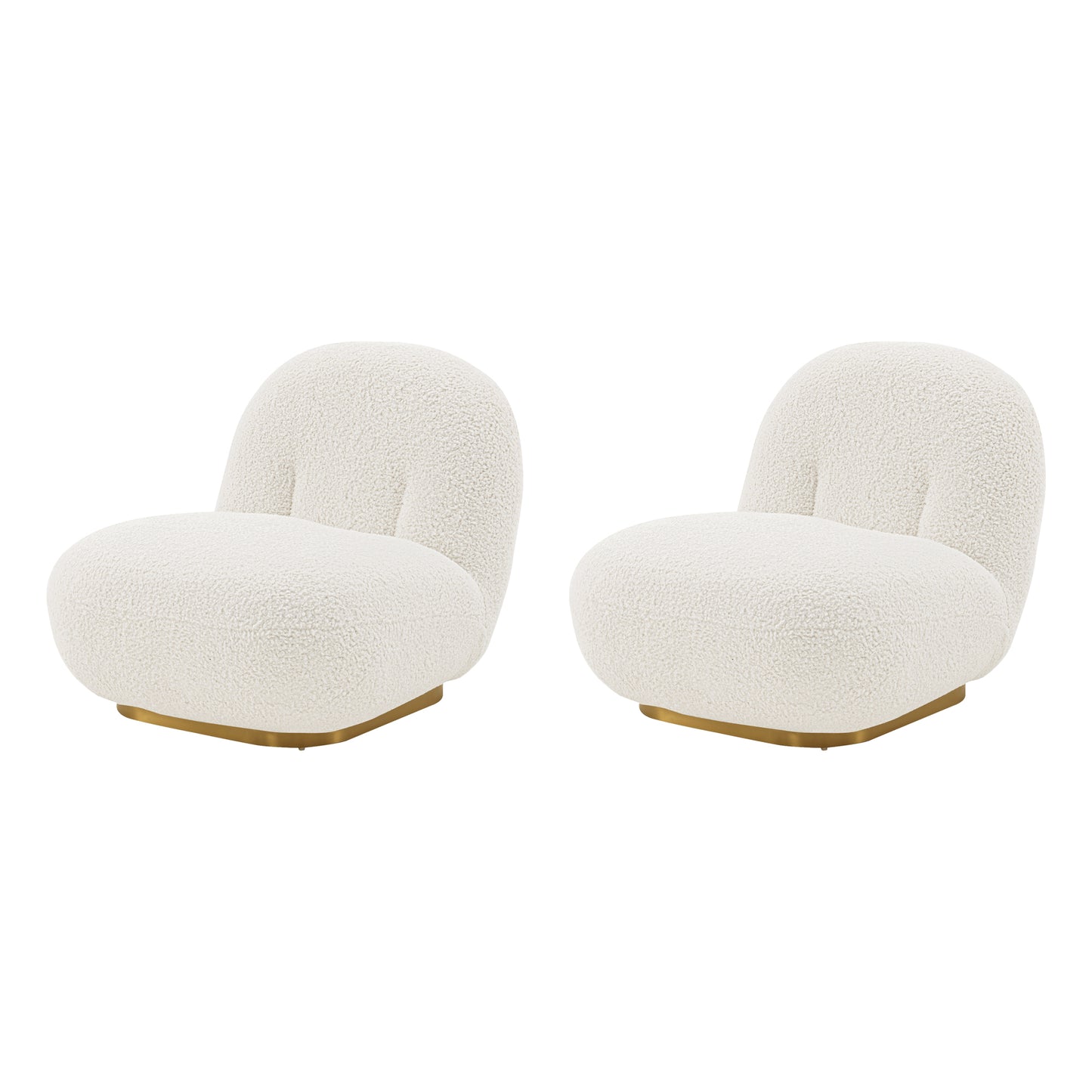 Edina Modern Boucle Lounge Chair in White - Set of 2 2-AC059-WH
