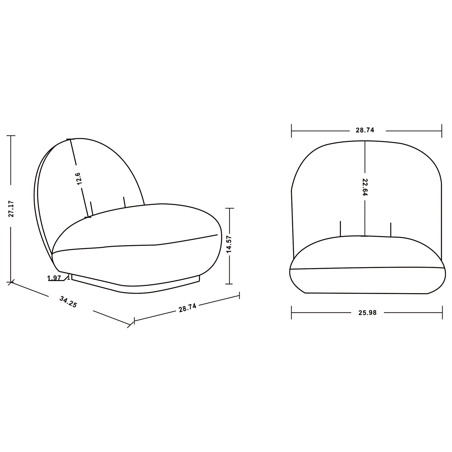 Edina Modern Boucle Lounge Chair in White - Set of 2 2-AC059-WH