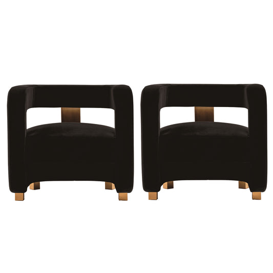 Amirah Modern Velvet Lounge Chair in Black - Set of 2 2-AC060-BK