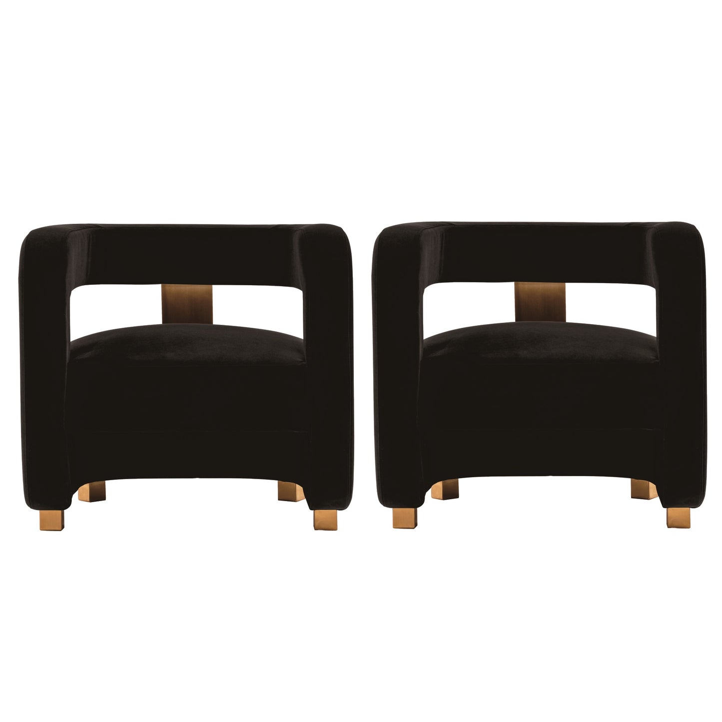 Manhattan Comfort Modern Amirah Velvet Accent Chair in Black - Set of 2 2-AC060-BK