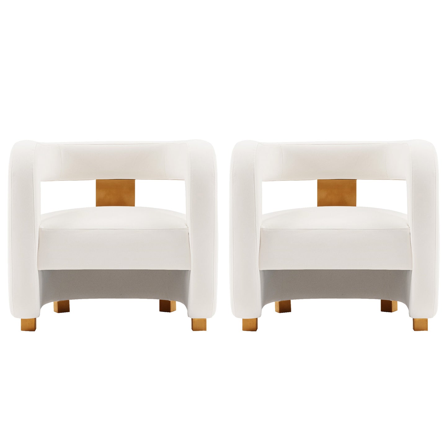 Manhattan Comfort Modern Amirah Velvet Accent Chair in White - Set of 2 2-AC060-WH