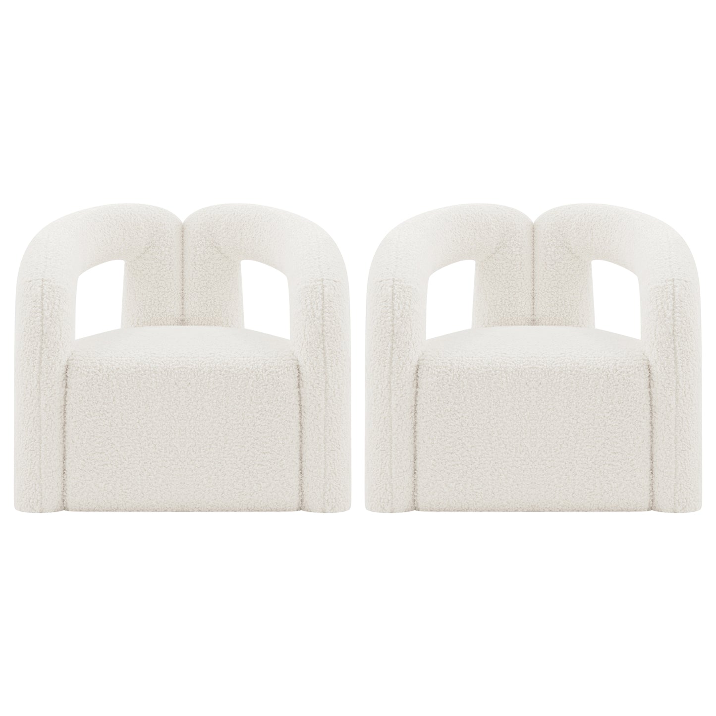 Manhattan Comfort Modern Darian Boucle Accent Chair in Cream - Set of 2 2-AC061-CR