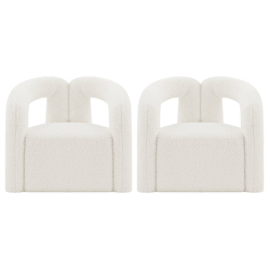 Manhattan Comfort Modern Darian Boucle Accent Chair in Cream - Set of 2 2-AC061-CR