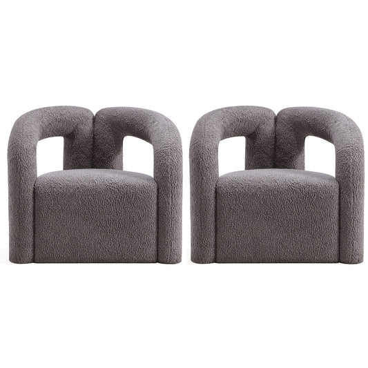 Manhattan Comfort Modern Darian Boucle Accent Chair in Grey - Set of 2 2-AC061-GY