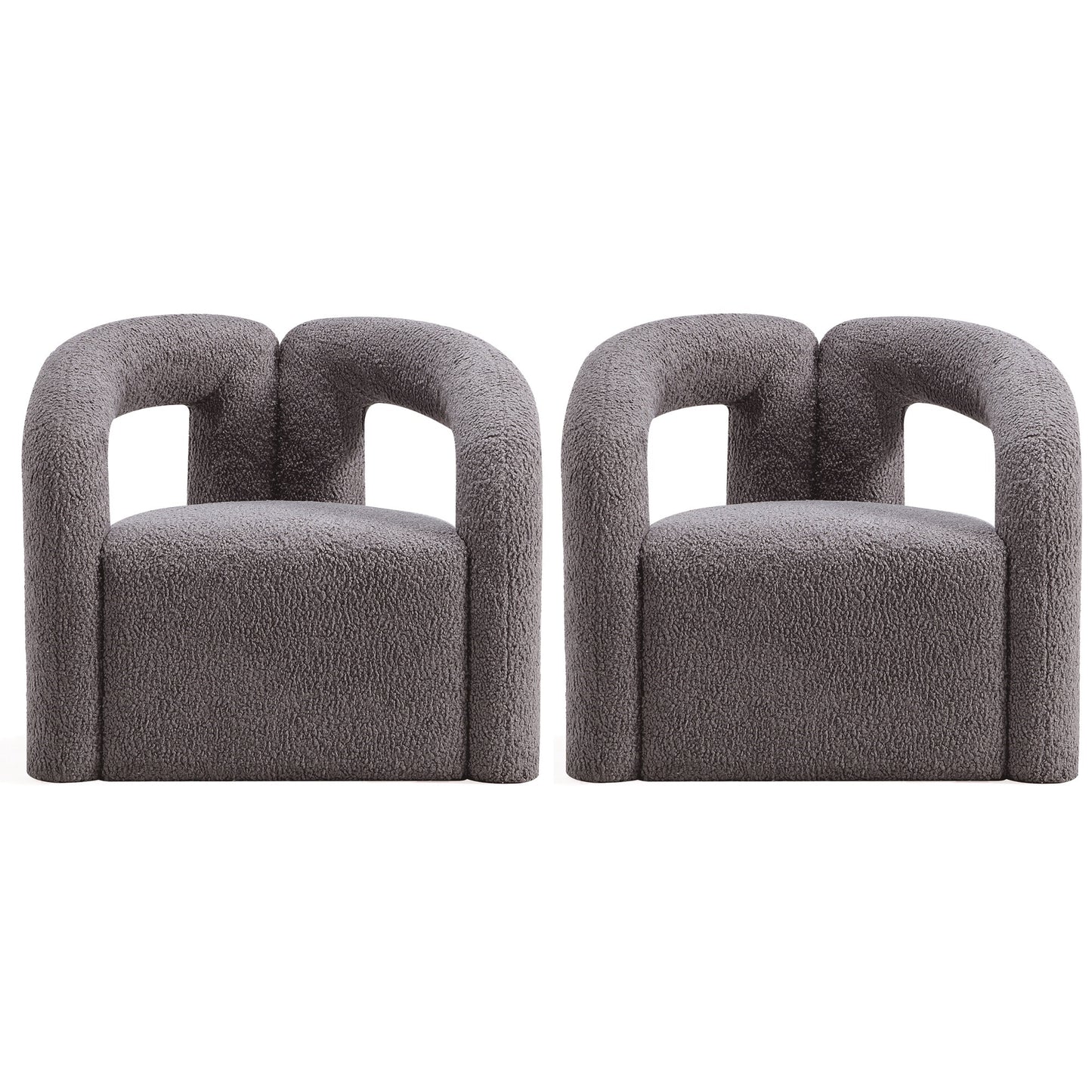 Darian Modern Boucle Lounge Chair in Gray - Set of 2 2-AC061-GY