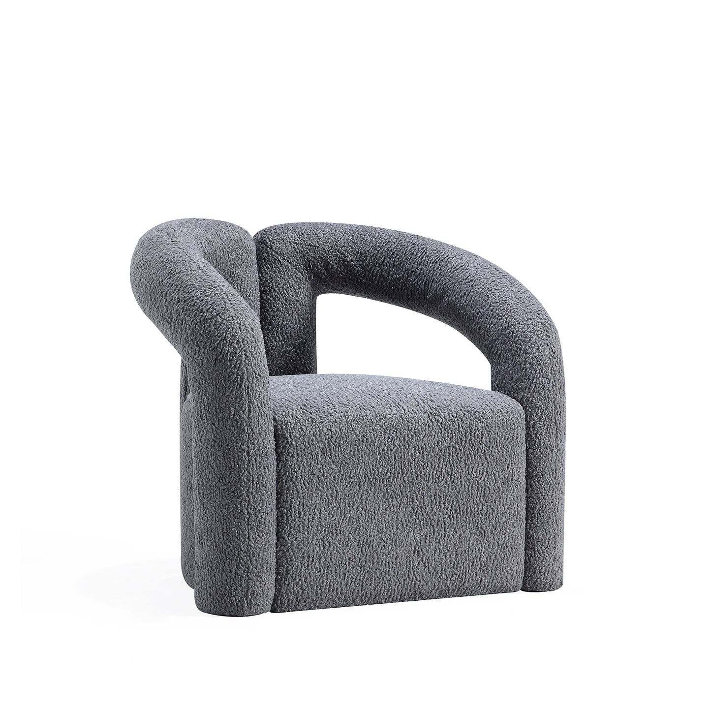Manhattan Comfort Modern Darian Boucle Accent Chair in Grey - Set of 2 2-AC061-GY