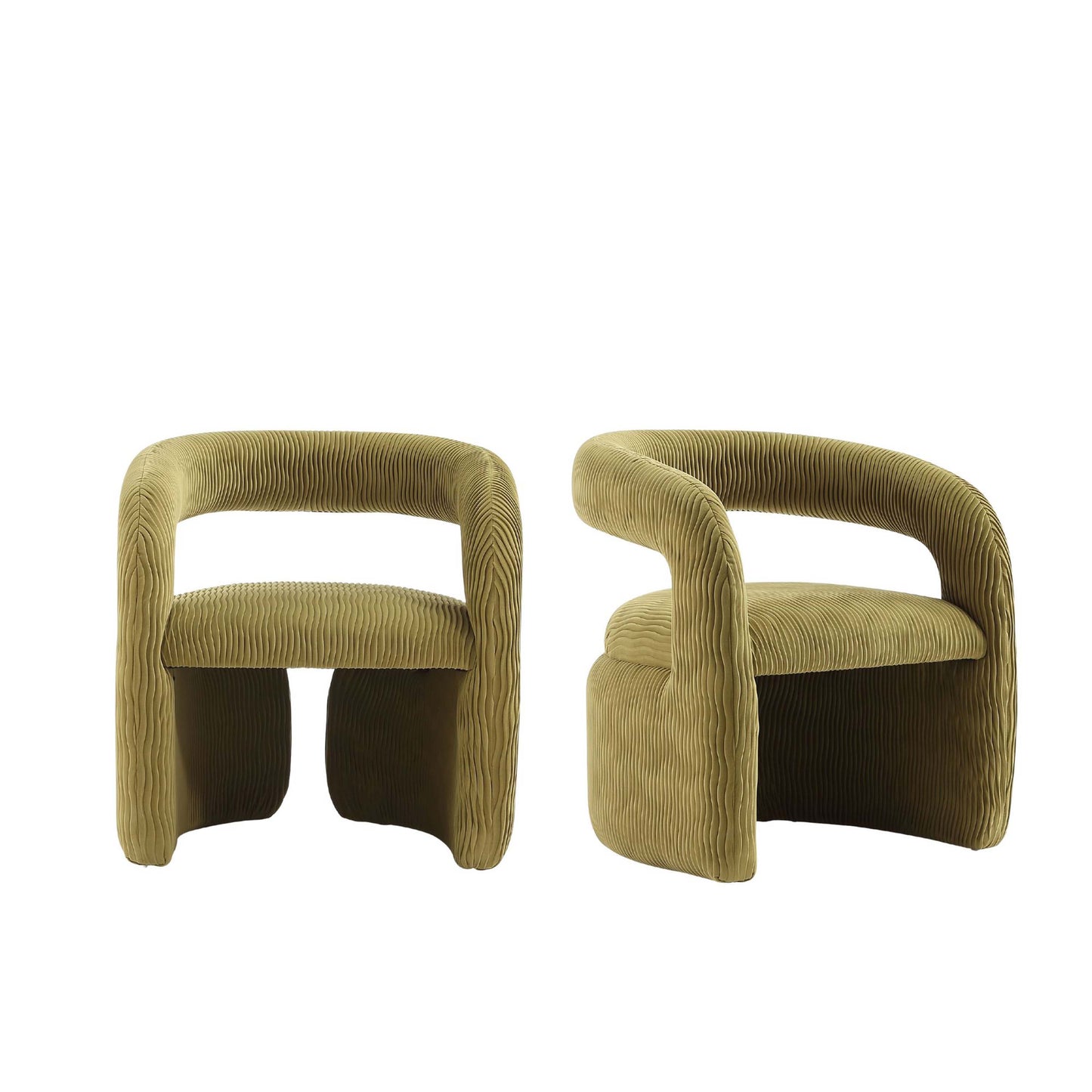 Corvette Mid-Century Modern Velvet Lounge Chair in Olive Green - Set of 2 2-AC068-OG