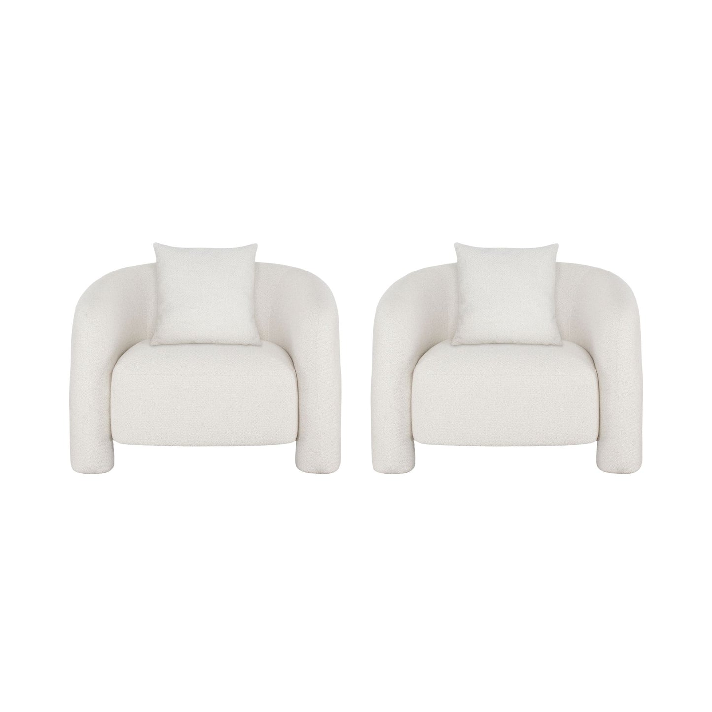 Sylvia Modern Glam Tweed Lounge Chair in Ivory - Set of 2 2-AC070-AN