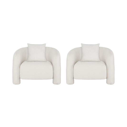 Sylvia Modern Glam Tweed Lounge Chair in Ivory - Set of 2 2-AC070-AN