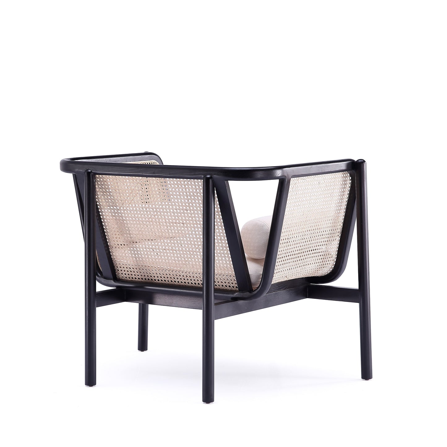 Manhattan Comfort Versailles Accent Chair in Black, Natural Cane and Cream - Set of 2 2-ACCA01-CR