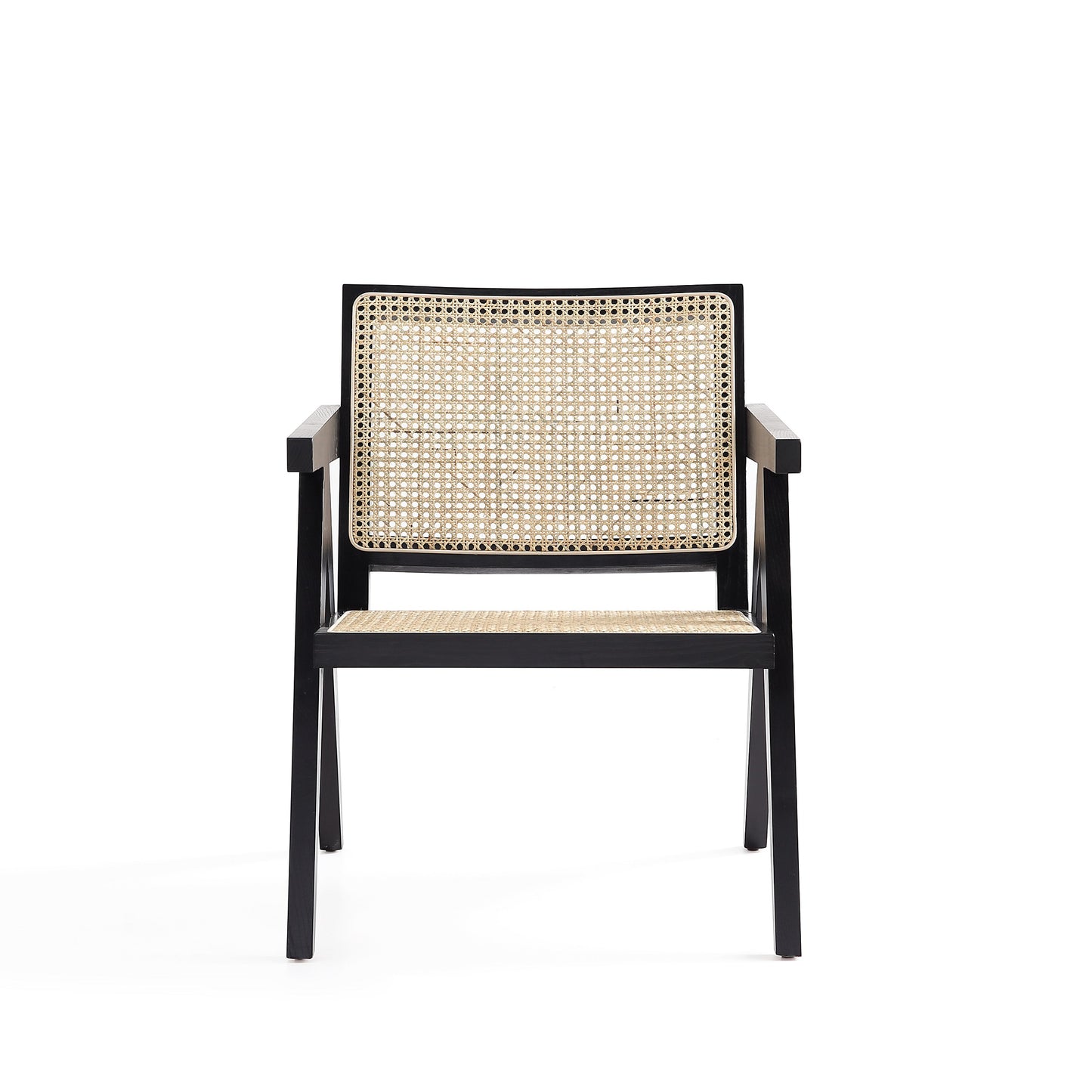 Hamlet Industry Chic Cane Back Wood Accent Armchair in Black and Natural - Set of 2 2-ACCA04-BK