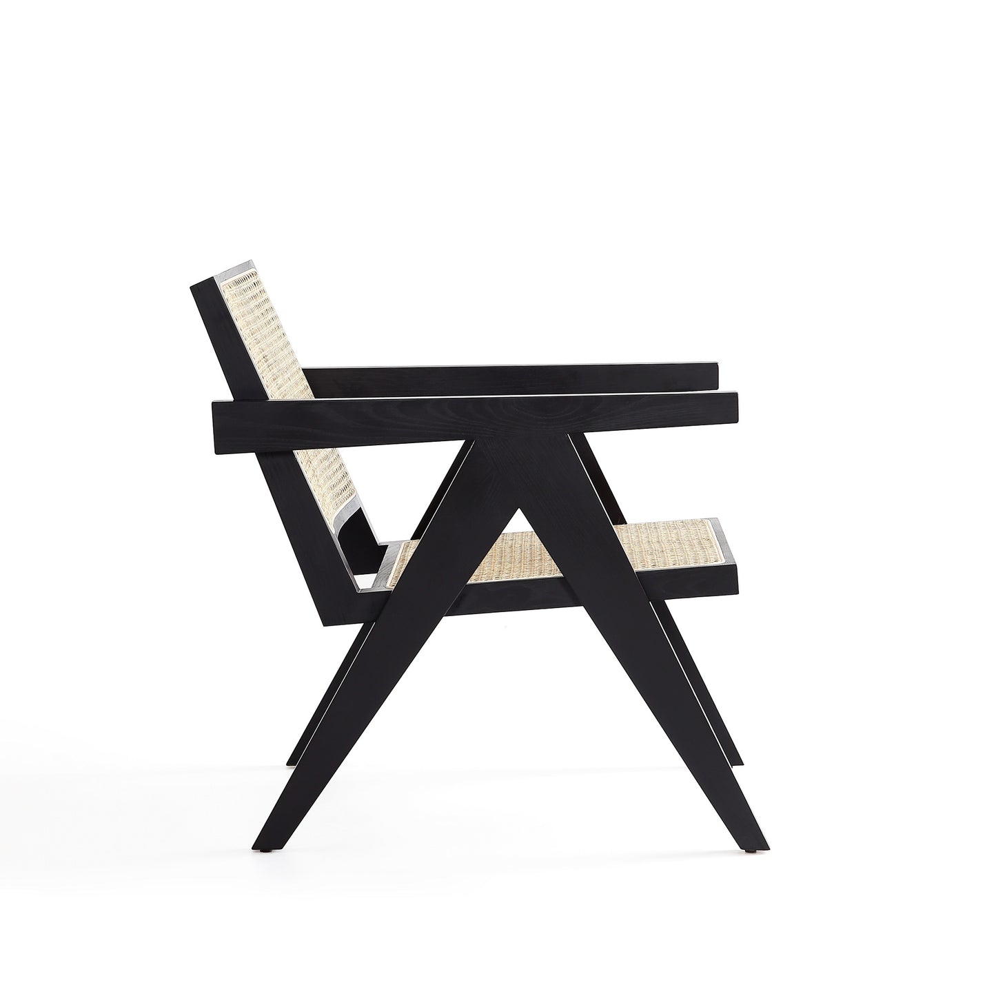 Hamlet Industry Chic Cane Back Wood Accent Armchair in Black and Natural - Set of 2 2-ACCA04-BK