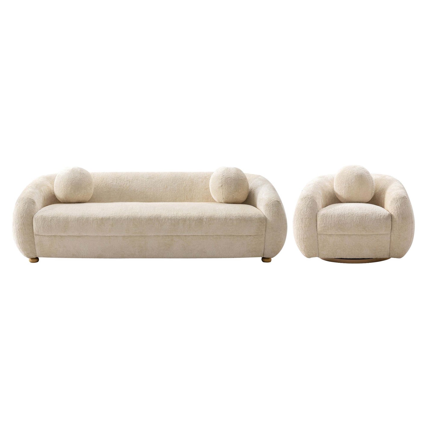 Tribeca Mid-Century Modern 2-Piece Sofa Set in Cream 2-ACSF16-CR