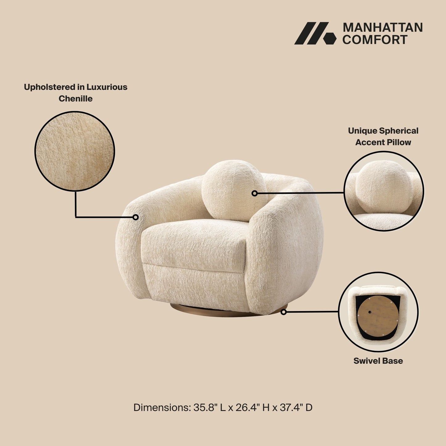 Tribeca Mid-Century Modern 2-Piece Sofa Set in Cream 2-ACSF16-CR