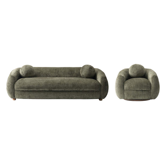 Tribeca Mid-Century Modern 2-Piece Sofa Set in Olive Green 2-ACSF16-OG