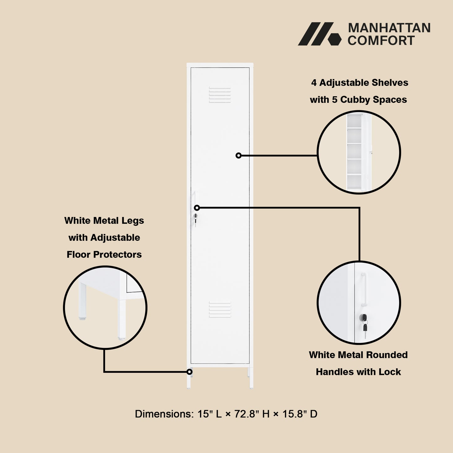 Naomi Modern 2-Piece Metal Storage Cabinets in White 2-AF067-WH
