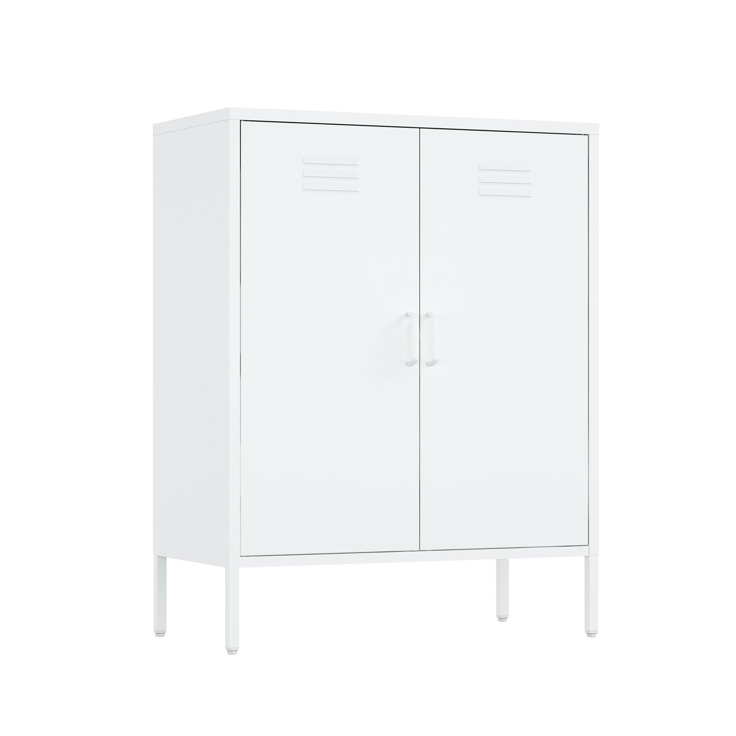 Naomi Modern 2-Piece Metal Storage Cabinets in White 2-AF067-WH