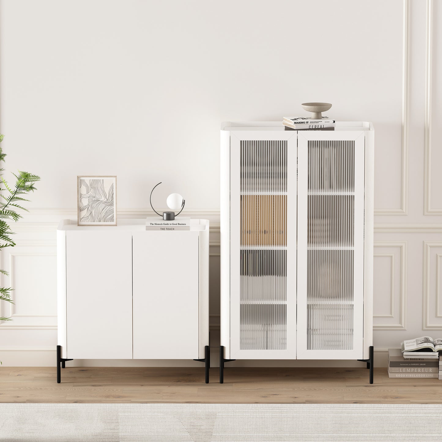 Abbey Modern 2-Piece Accent Storage Cabinets in White 2-AFBC042-WH