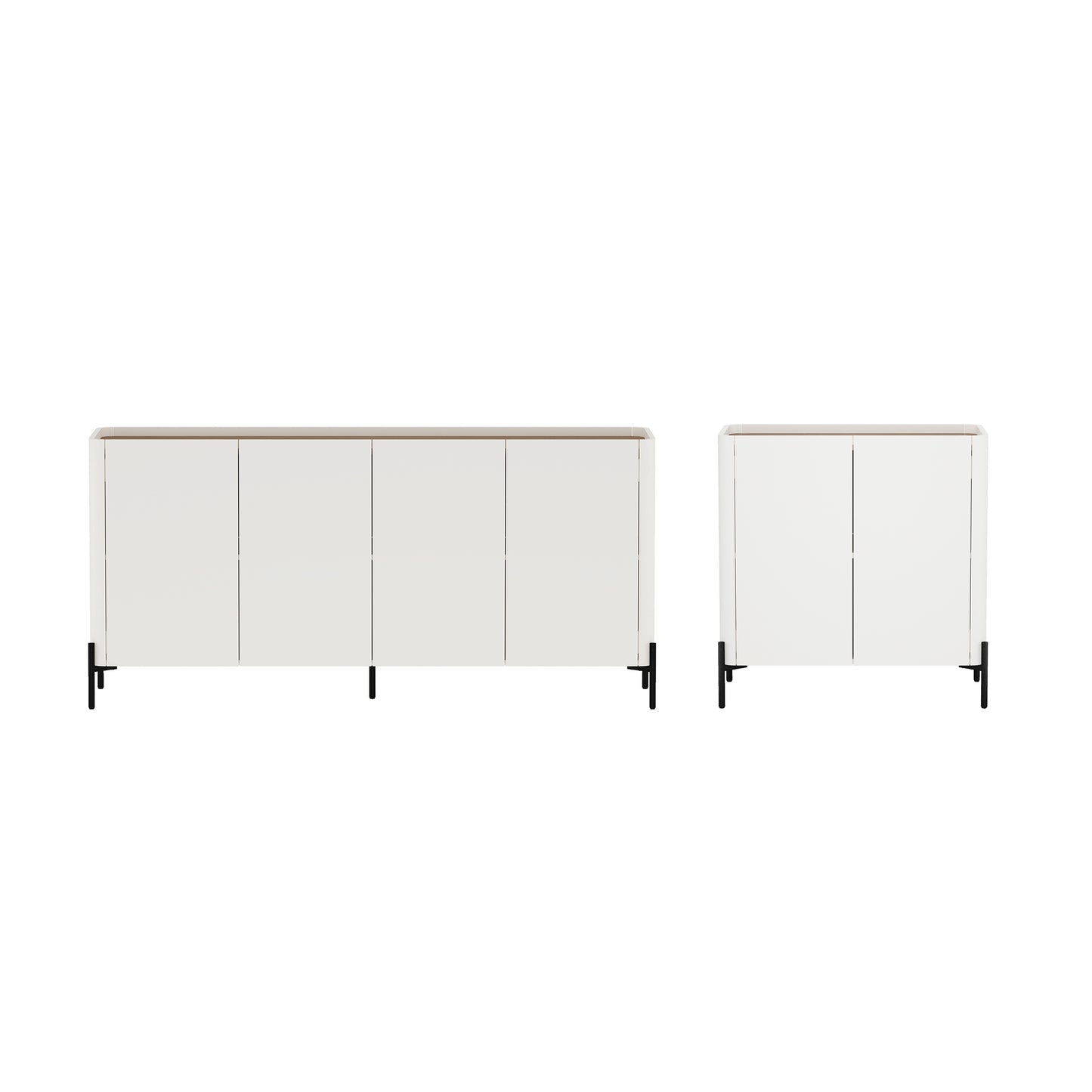 Abbey Modern 2-Piece Buffet and Accent Cabinet in Maple and Off White 2-AFSB046-OW
