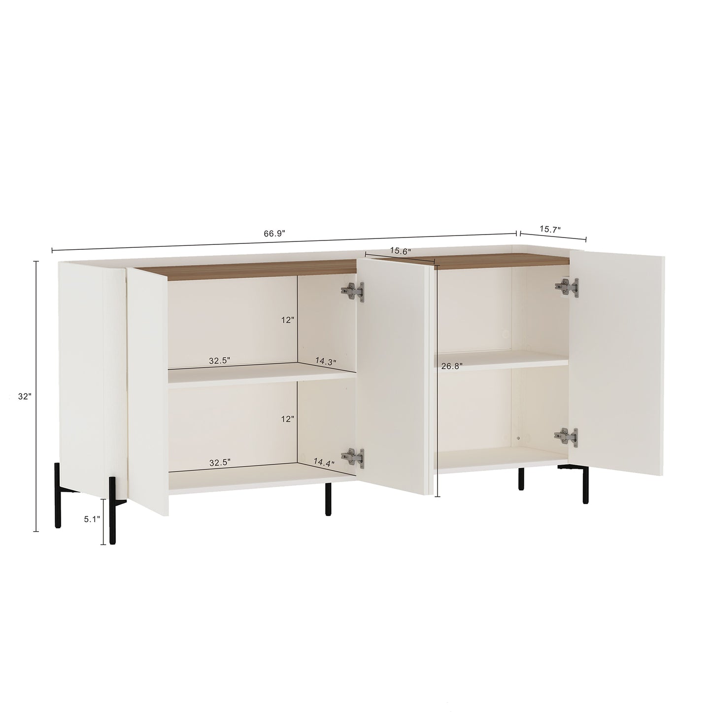 Abbey Modern 2-Piece Buffet and Accent Cabinet in Maple and Off White 2-AFSB046-OW