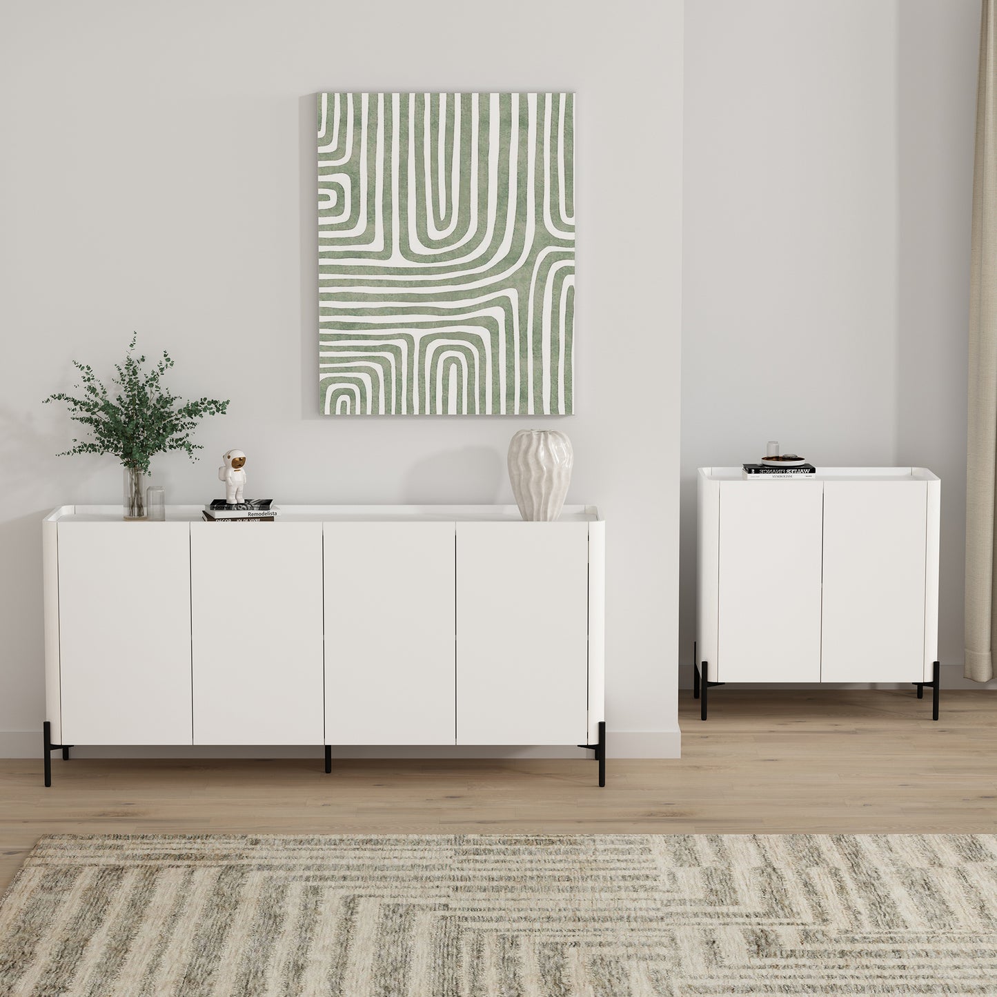 Abbey Modern 2-Piece Buffet and Accent Cabinet in White 2-AFSB046-WH