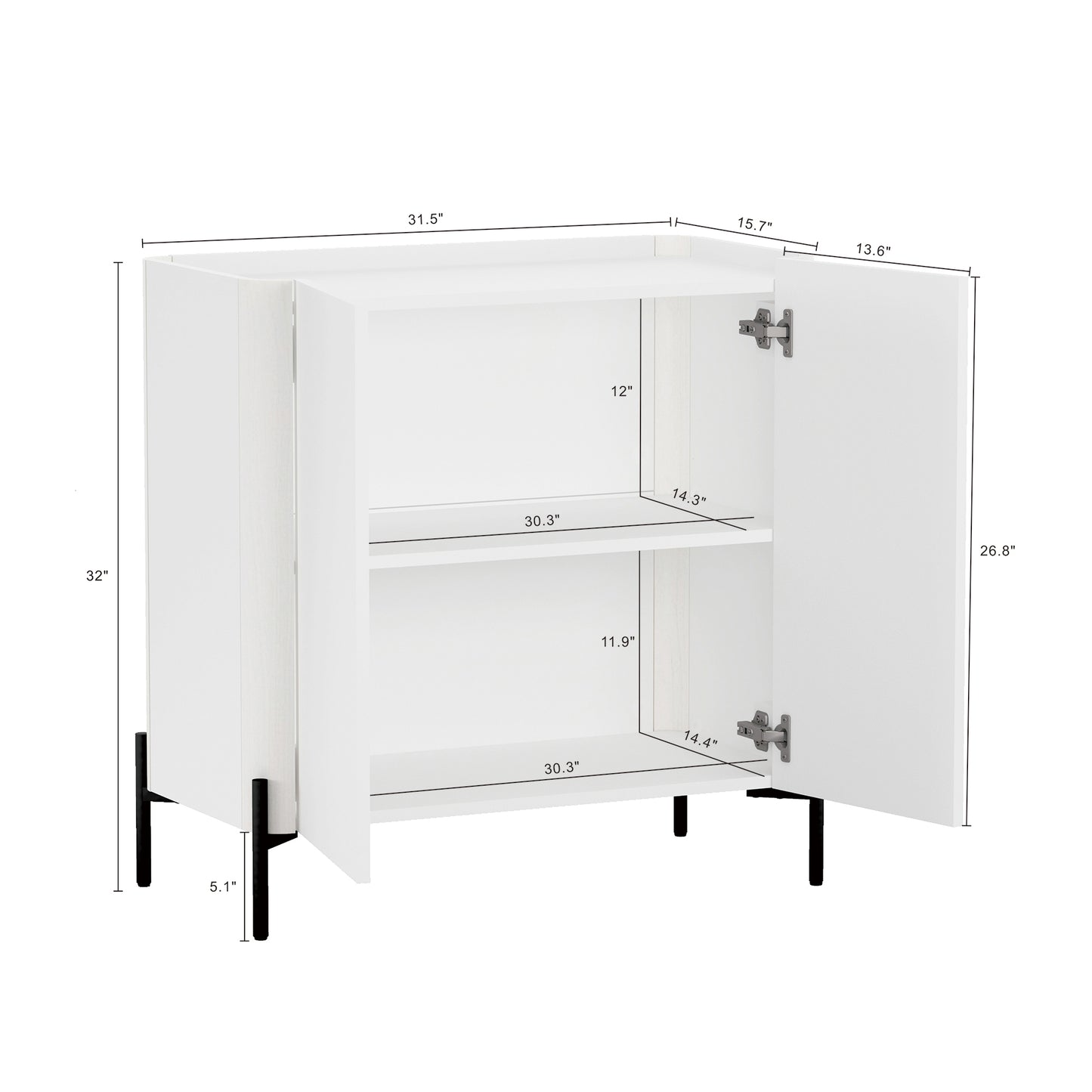 Abbey Modern 2-Piece Buffet and Accent Cabinet in White 2-AFSB046-WH