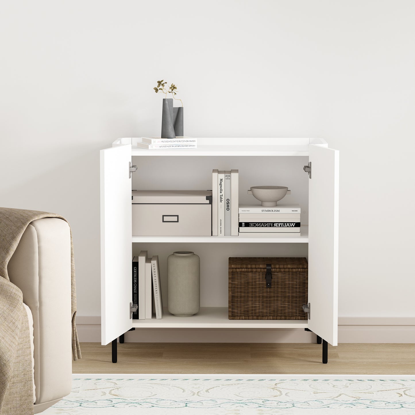 Abbey Modern 2-Piece Buffet and Accent Cabinet in White 2-AFSB046-WH