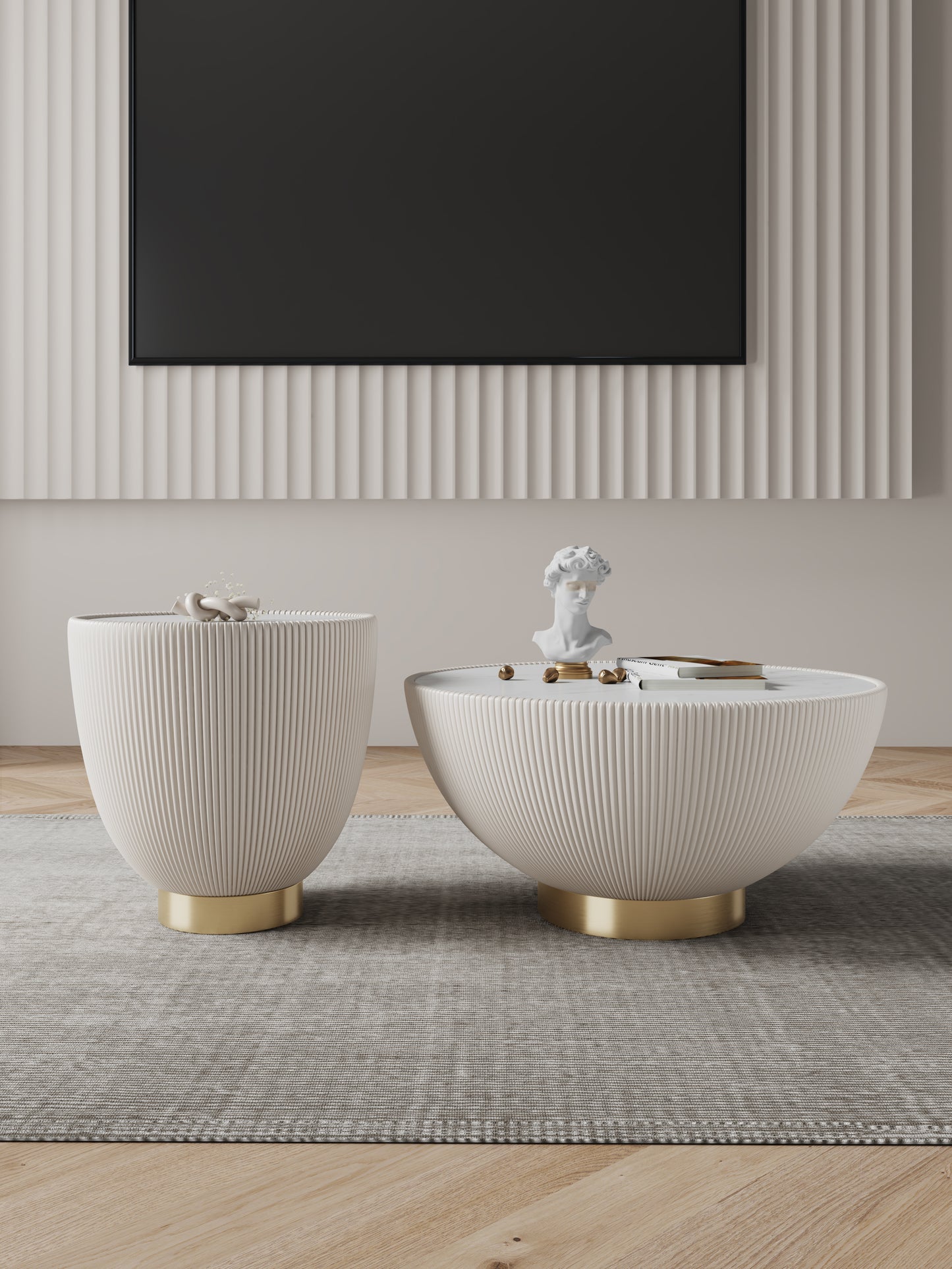 Anderson Modern 2-Piece Coffee Table & End Table Set in Cream 2-AT01-CR