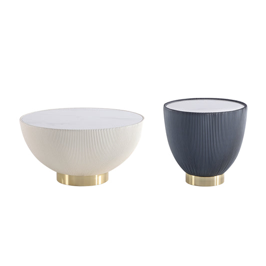 Anderson Modern 2-Piece Coffee Table & End Table Set in Cream and Gray 2-AT01-CRGY