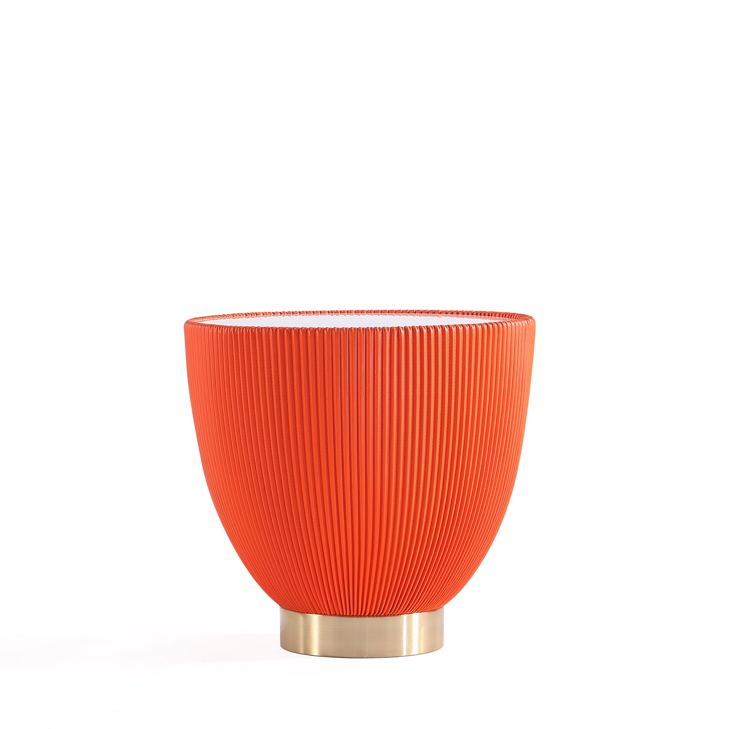 Manhattan Comfort Modern Anderson Coffee Table and End Table 2.0 Upholstered in Orange Leatherette with Ceramic Faux Tabletop - Set of 2 2-AT01-OR