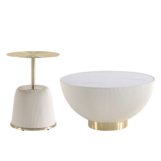 Anderson Modern 2-Piece Coffee Table & End Table Set in Cream 2-AT02-CR