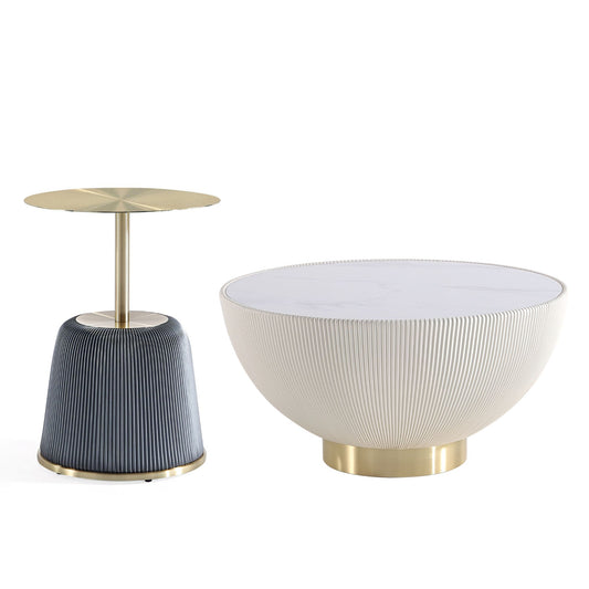 Anderson Modern 2-Piece Coffee Table & End Table Set in Cream and Gray 2-AT02-CRGY