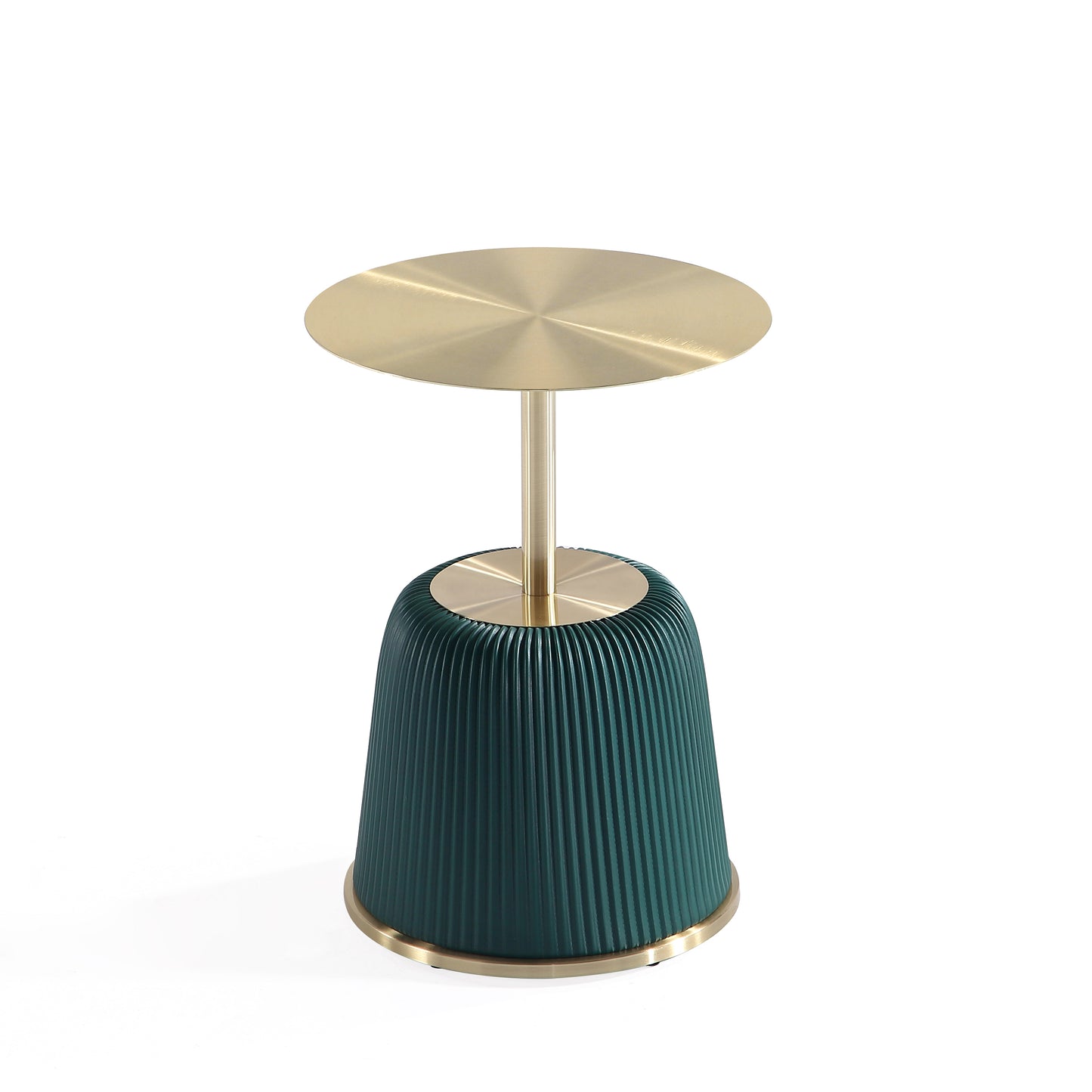 Manhattan Comfort Modern Anderson Coffee Table and End Table 1.0 Upholstered in Green Leatherette with Ceramic Faux Tabletop and Gold Metal Tabletop- Set of 2 2-AT02-GR