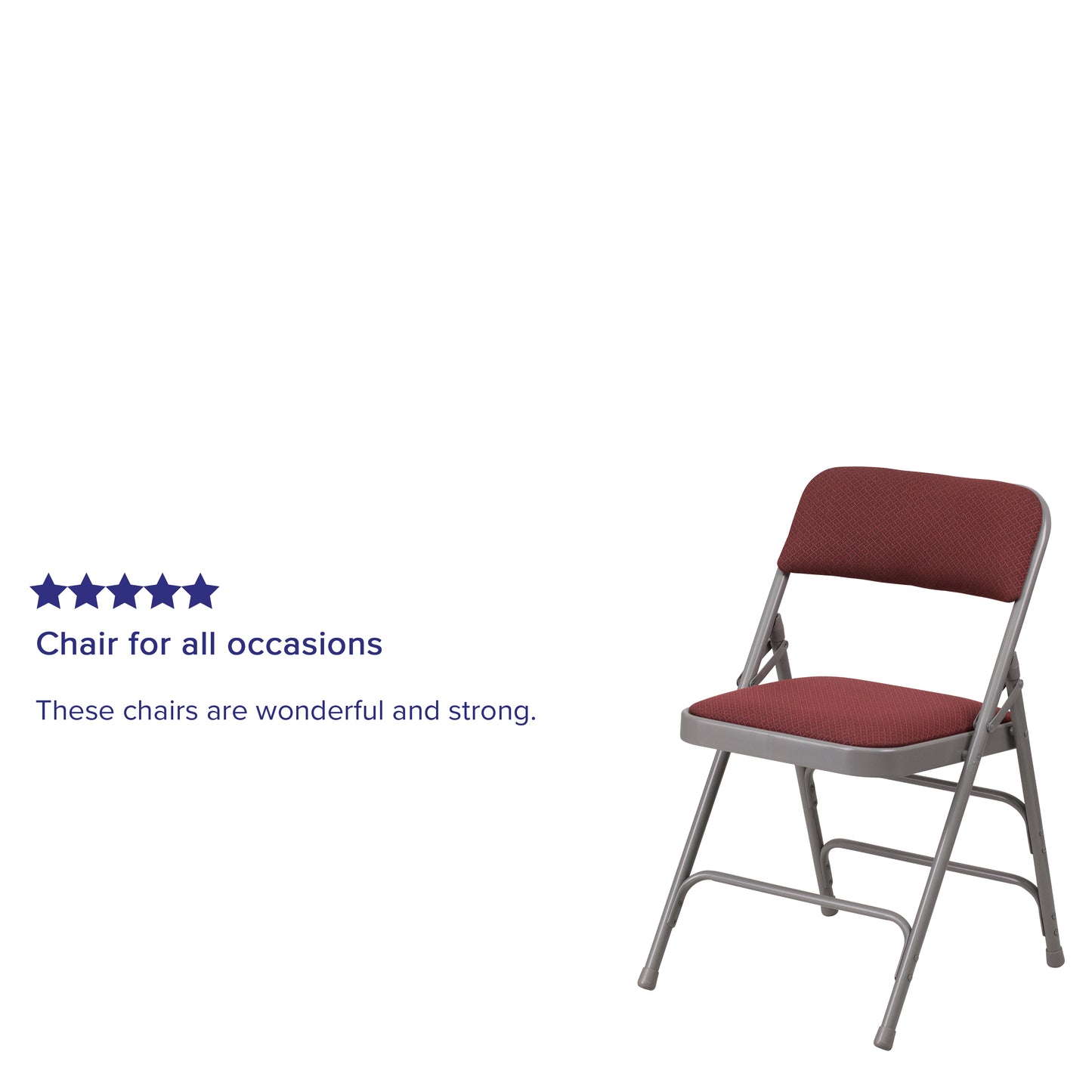 2 Pack HERCULES Series Curved Triple Braced & Double Hinged Burgundy Patterned Fabric Metal Folding Chair Burgundy Fabric/Grey Frame