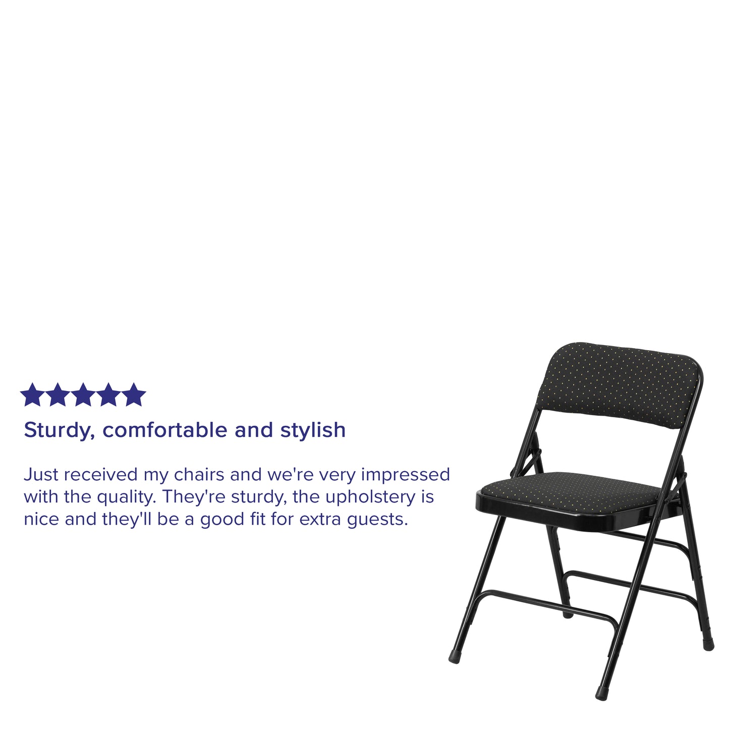 2 Pack HERCULES Series Curved Triple Braced & Double Hinged Black Patterned Fabric Metal Folding Chair Black Patterned 2-AW-MC309AF-BLK-GG