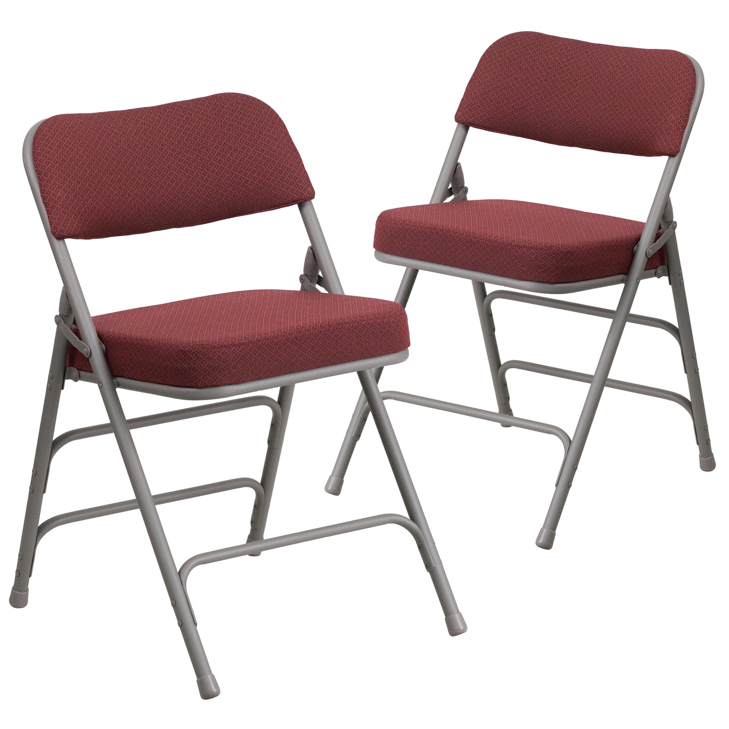 2 Pack HERCULES Series Premium Curved Triple Braced & Double Hinged Burgundy Fabric Metal Folding Chair Burgundy