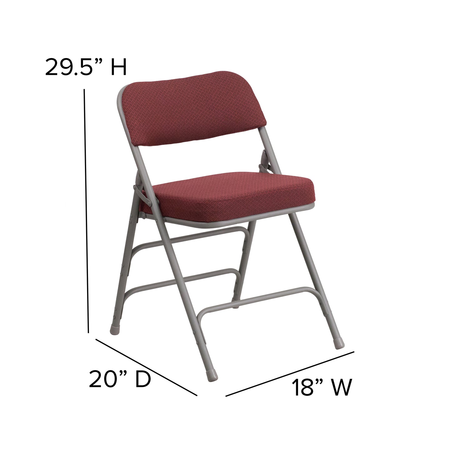 2 Pack HERCULES Series Premium Curved Triple Braced & Double Hinged Burgundy Fabric Metal Folding Chair Burgundy