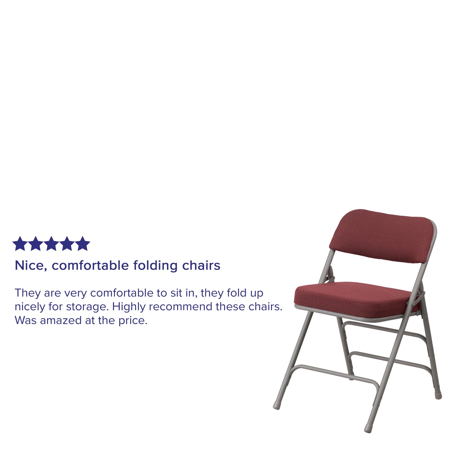 2 Pack HERCULES Series Premium Curved Triple Braced & Double Hinged Burgundy Fabric Metal Folding Chair Burgundy