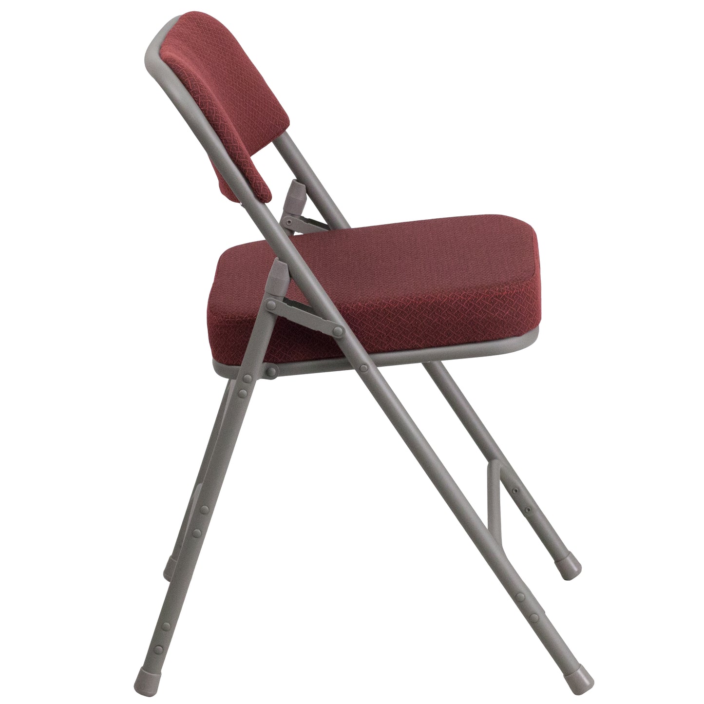 2 Pack HERCULES Series Premium Curved Triple Braced & Double Hinged Burgundy Fabric Metal Folding Chair Burgundy