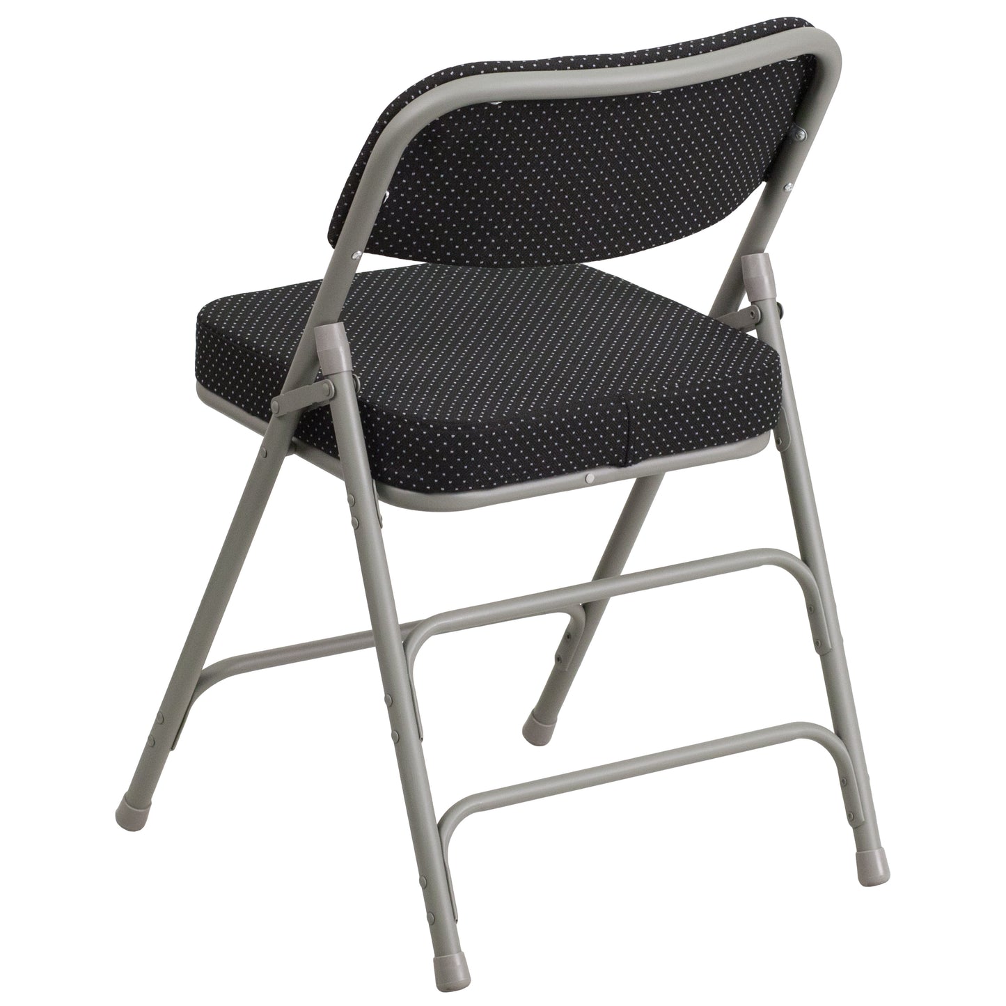 2 Pack HERCULES Series Premium Curved Triple Braced & Double Hinged Black Pin-Dot Fabric Metal Folding Chair Black