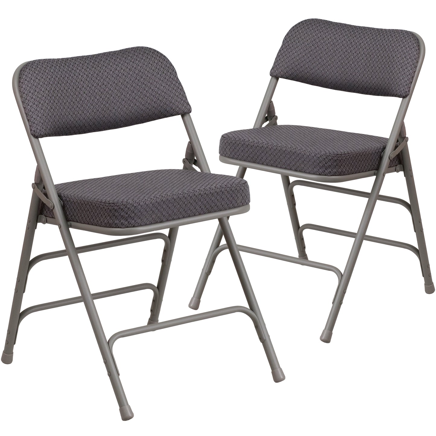 2 Pack HERCULES Series Premium Curved Triple Braced & Double Hinged Gray Fabric Metal Folding Chair Gray 2-AW-MC320AF-GRY-GG