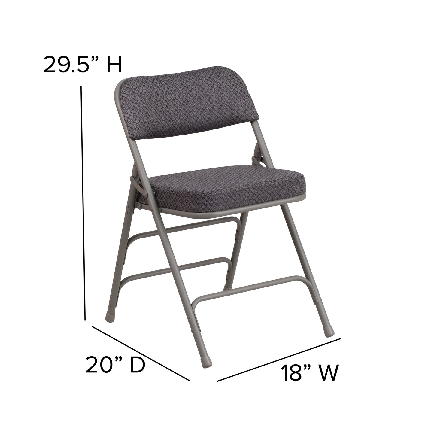 2 Pack HERCULES Series Premium Curved Triple Braced & Double Hinged Gray Fabric Metal Folding Chair Gray 2-AW-MC320AF-GRY-GG
