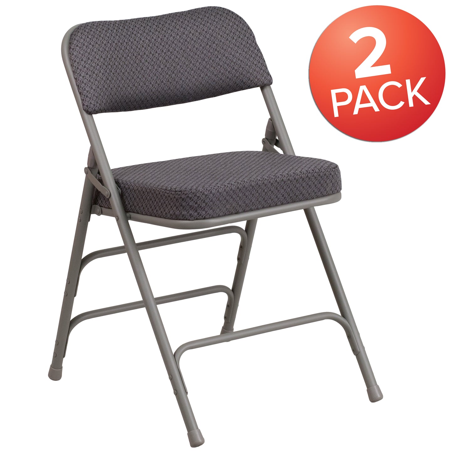 2 Pack HERCULES Series Premium Curved Triple Braced & Double Hinged Gray Fabric Metal Folding Chair Gray 2-AW-MC320AF-GRY-GG
