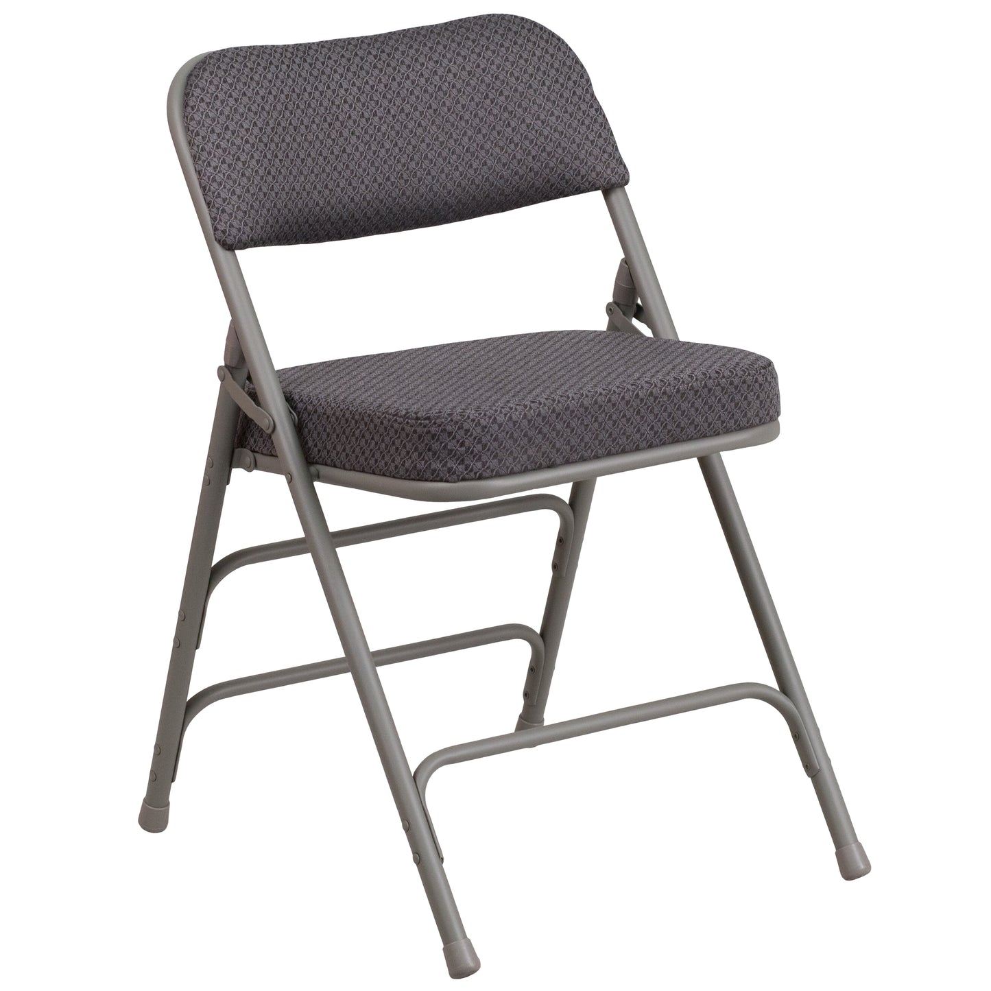 2 Pack HERCULES Series Premium Curved Triple Braced & Double Hinged Gray Fabric Metal Folding Chair Gray 2-AW-MC320AF-GRY-GG