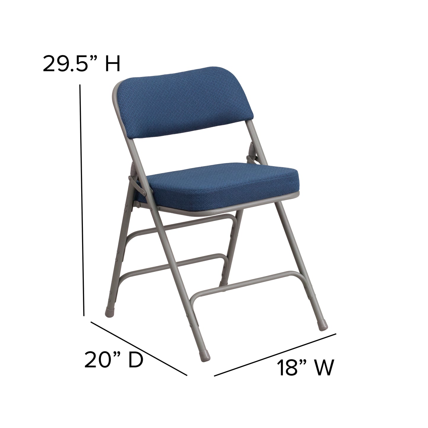 2 Pack HERCULES Series Premium Curved Triple Braced & Double Hinged Navy Fabric Metal Folding Chair Navy